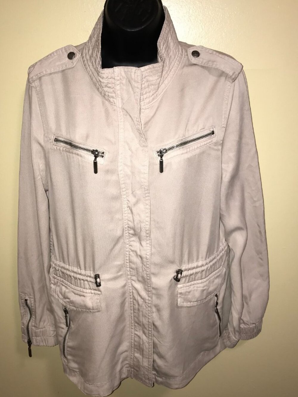 Women's Max Jeans Tencel Utility Cargo Military Jacket-Size: M